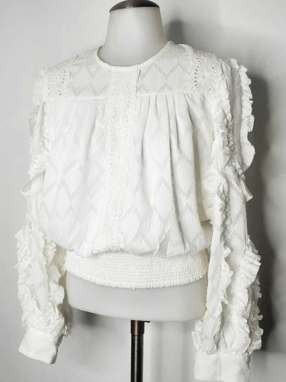 Anthropologie | Not Do Serious White Embellished Boho Top, NWT size small